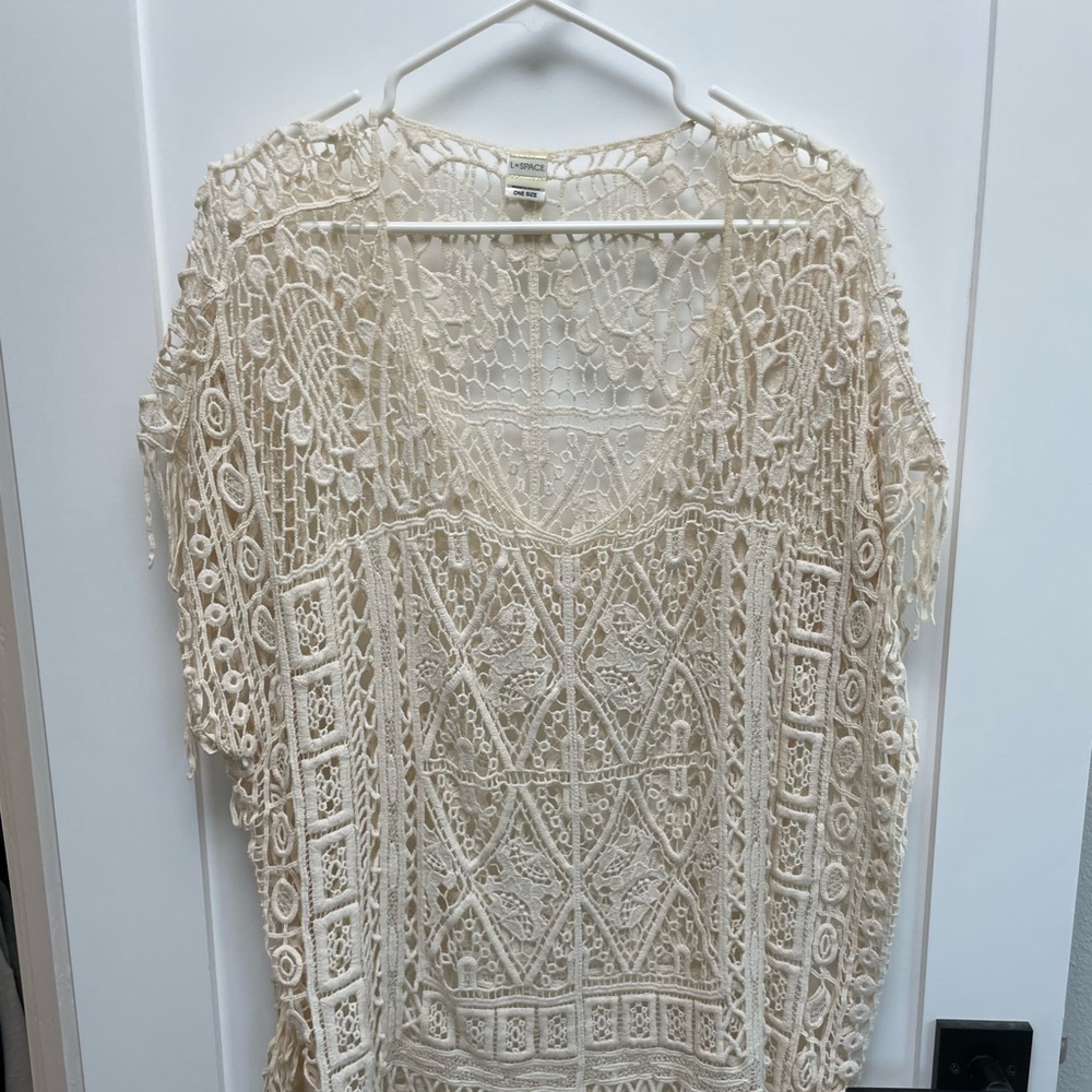 Lace Swimsuit Cover Up with Fringe